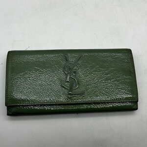 YSL Olive Green Leather Clutch